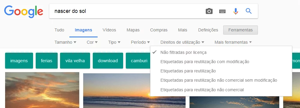 Imagens gratuitas no Google